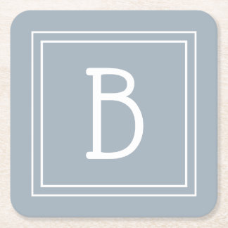 Porta-copo De Papel Quadrado Inicial Monogramática em Azul e Branco de Fazenda 