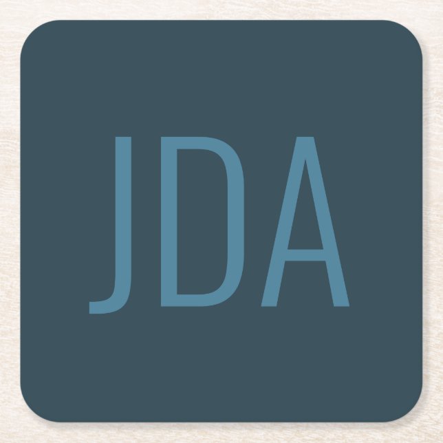 Porta-copo De Papel Quadrado Iniciales Simples | Blues (Frente)