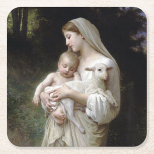 Porta-copo De Papel Quadrado Inocência (Madonna e Child), Bouguereau