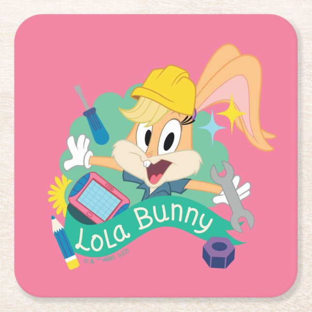 Porta-copo De Papel Quadrado INSETOS BUNNY BUILDERS™| Caractere Gráfico de Lola (Frente)