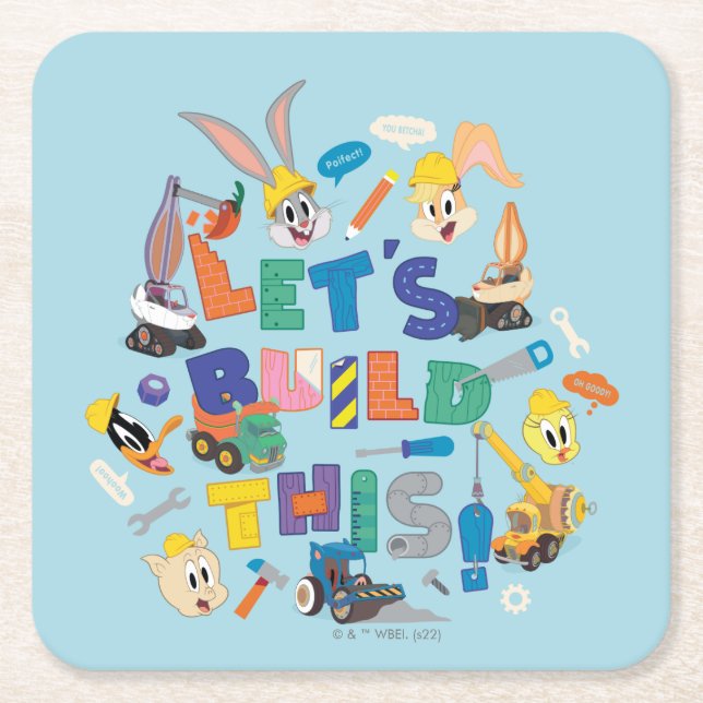Porta-copo De Papel Quadrado INSETOS BUNNY BUILDERS™| Colagem "Vamos Build This (Frente)