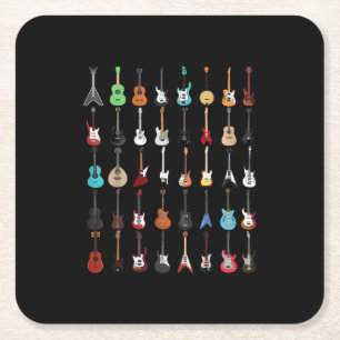 Porta-copo De Papel Quadrado Instrumento Musical de Violão Rock and Roll