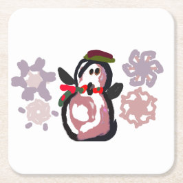 Porta-copo De Papel Quadrado Inverno do Pinguim