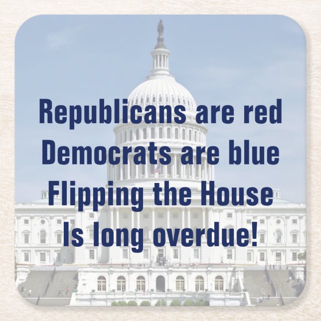 Porta-copo De Papel Quadrado Invertendo a Câmara dos Representantes (Frente)