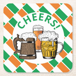 Porta-copo De Papel Quadrado IRELAND FLAG Irish Beer