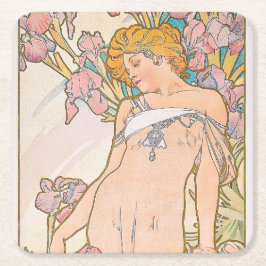 Porta-copo De Papel Quadrado Iris (1897) apresentada por Alphonse Mucha