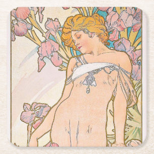 Porta-copo De Papel Quadrado Iris (1897) apresentada por Alphonse Mucha
