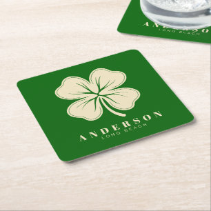 Porta-copo De Papel Quadrado Irish Lucky Four Folheto com Nome Verde