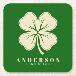 Porta-copo De Papel Quadrado Irish Lucky Four Folheto com Nome Verde