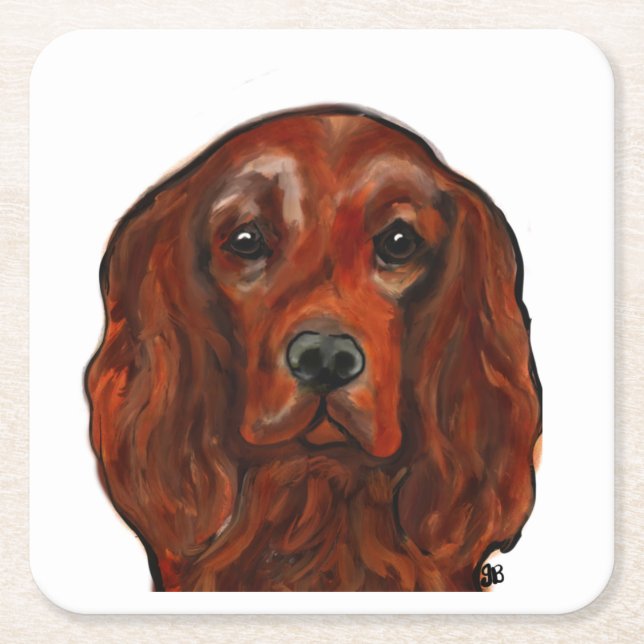 Porta-copo De Papel Quadrado Irish Red Setter (Frente)
