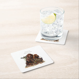 Porta-copo De Papel Quadrado Irish Setters com Faasants - Caça à Paixão