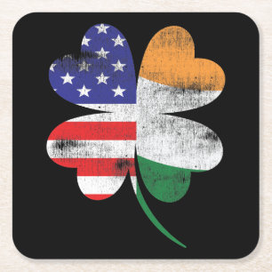 Porta-copo De Papel Quadrado IRLANDESA AMERICAN FLAG Ireland Shamrock St Patric