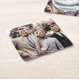 Porta-copo De Papel Quadrado Irmãos com o Presidente John Kennedy White House