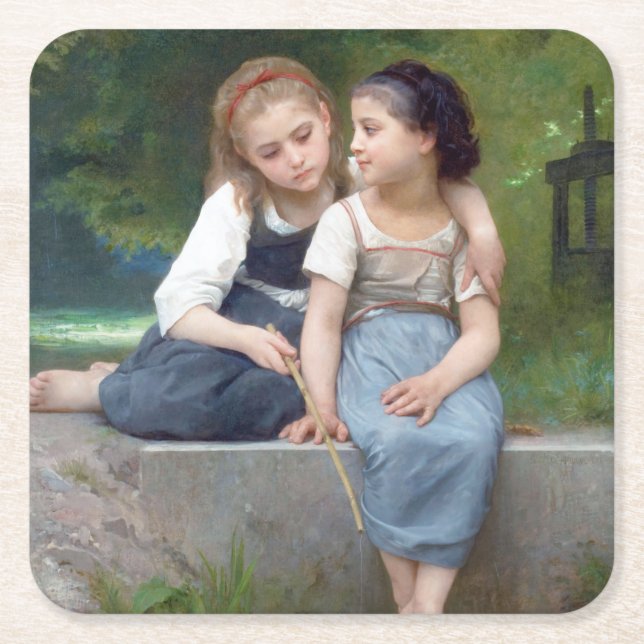Porta-copo De Papel Quadrado Irmãs, Bouguereau (Frente)