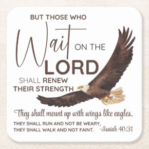 Porta-copo De Papel Quadrado Isaiah 40:31 Aqueles que Esperam na Escritura do S