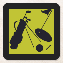 Porta-copo De Papel Quadrado Itens de golfe pretos e verdes