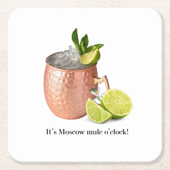 Porta-copo De Papel Quadrado It's Moscow Mule O'clock! (Frente)