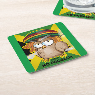 Porta-copo De Papel Quadrado Jamaica Funny Rasta Smoking Owl