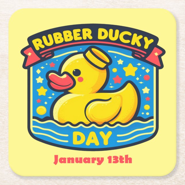 Porta-copo De Papel Quadrado Jan 13 - Rubber Ducky Day (Frente)