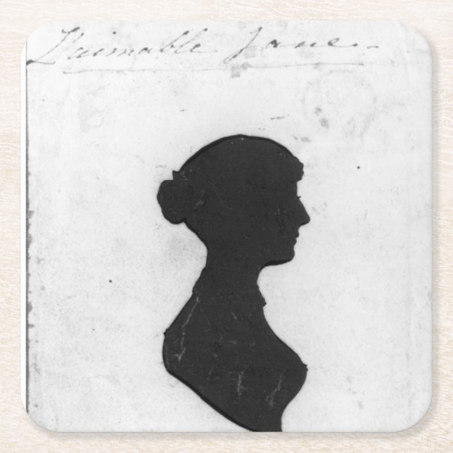 Porta-copo De Papel Quadrado Jane Austen Silhouette (Frente)