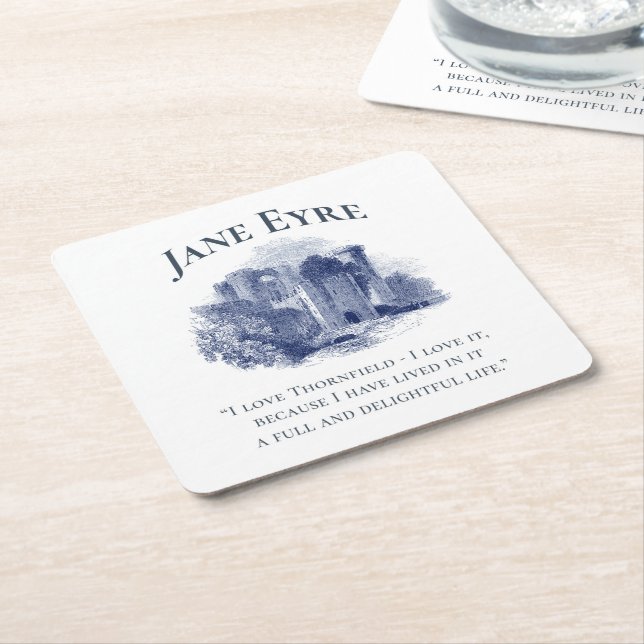 Porta-copo De Papel Quadrado Jane Eyre - I Love Thornfield - Castle (Inclinado)
