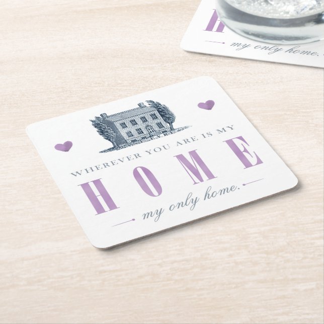 Porta-copo De Papel Quadrado Jane Eyre - Minha Única Casa - Casa (Inclinado)