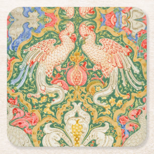 Porta-copo De Papel Quadrado Jardim de Cockatoo de Walter Crane