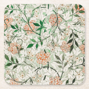 Porta-copo De Papel Quadrado Jardim de Jasmim Flor Clássica William Morris