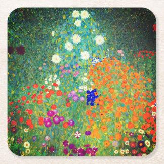 Porta-copo De Papel Quadrado Jardim Flor Gustav Klimt