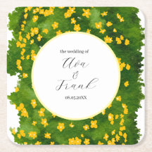 Jardim Floral Amarelo Aquarela Casamento Branco