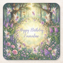 Jardim Floral de Fadas Roxo de Aniversário
