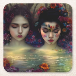 Porta-copo De Papel Quadrado Jardim Místico: Sonhos Florais