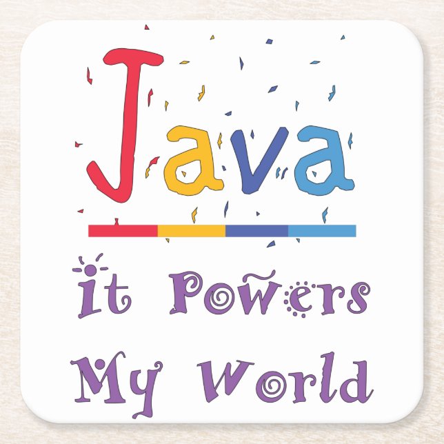 Porta-copo De Papel Quadrado Java alimenta meu mundo (Frente)
