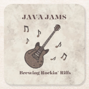 Porta-copo De Papel Quadrado Java Jams-Brewing Rockin' Riffs-Café-Guitarra-