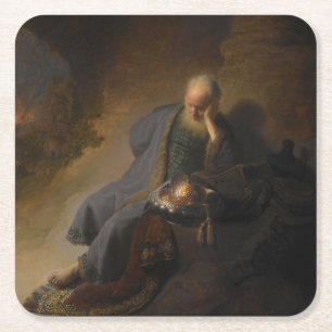 Porta-copo De Papel Quadrado Jeremiah Lamentando a Destruição de Jerusalém