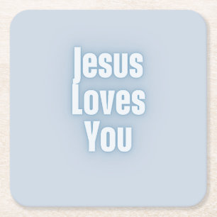 Porta-copo De Papel Quadrado Jesus Ama o Design de Tipografia Cristã 