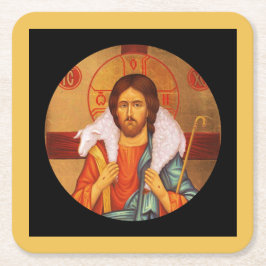 Porta-copo De Papel Quadrado Jesus Carregando um carneiro perdido