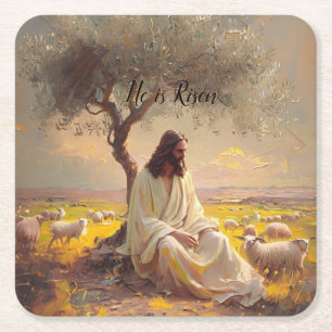 Porta-copo De Papel Quadrado Jesus Cristo Páscoa Religiosa Católica
