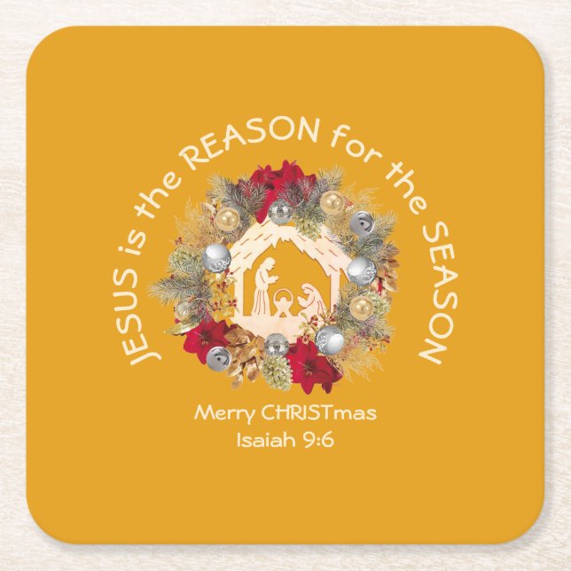 Porta-copo De Papel Quadrado JESUS É A RAZÃO PELA QUAL Christian (Frente)