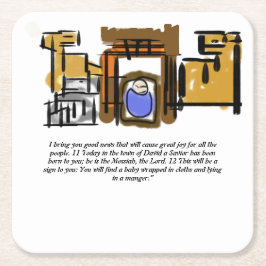 Porta-copo De Papel Quadrado Jesus é nascer