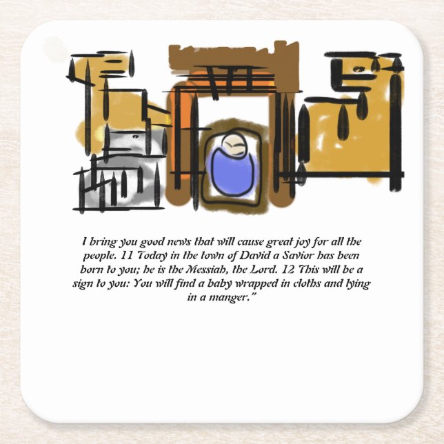 Porta-copo De Papel Quadrado Jesus é nascer (Frente)