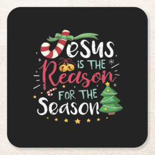 Porta-copo De Papel Quadrado Jesus É Para Cana de Natal - É a Época