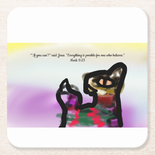 Porta-copo De Papel Quadrado Jesus faith   (Frente)