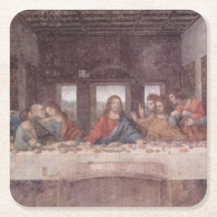 Porta-copo De Papel Quadrado Jesus "Yeshua" A Última Ceia, Leonardo da Vinci
