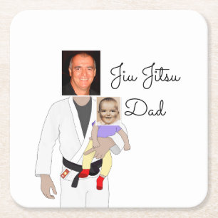 Porta-copo De Papel Quadrado Jiu Jitsu Dad Custom Photos and Handwritten Text