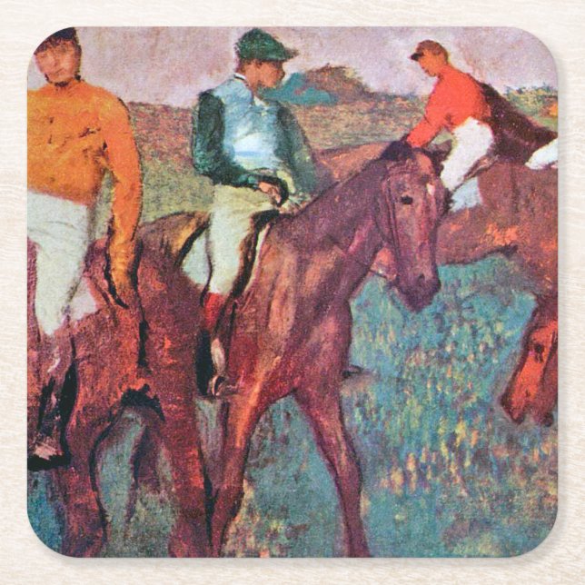 Porta-copo De Papel Quadrado Jockey e Horse, Edgar Degas (Frente)