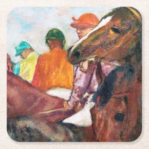 Porta-copo De Papel Quadrado Jockey e Horse, Edgar Degas
