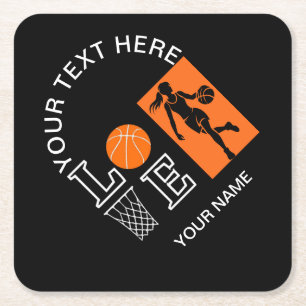 Porta-copo De Papel Quadrado Jogadora de Basquete Menina, Aniversário da Menina