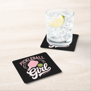 Porta-copo De Papel Quadrado Jogadora de Pickleball Menina