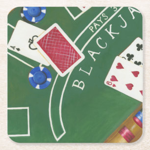 Porta-copo De Papel Quadrado Jogo de Blackjack com Chips por Chariklia Zarris